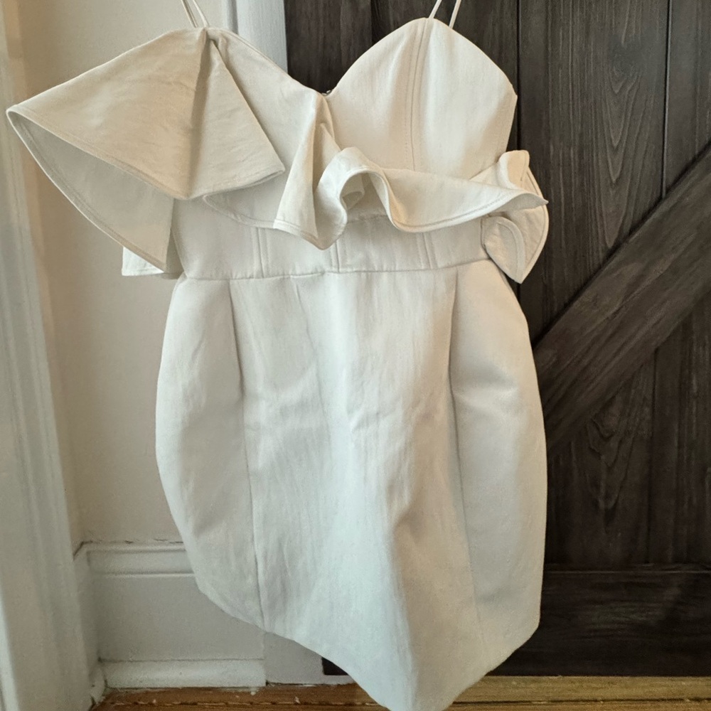 Girls Cream One-Shoulder Ruffle Dress